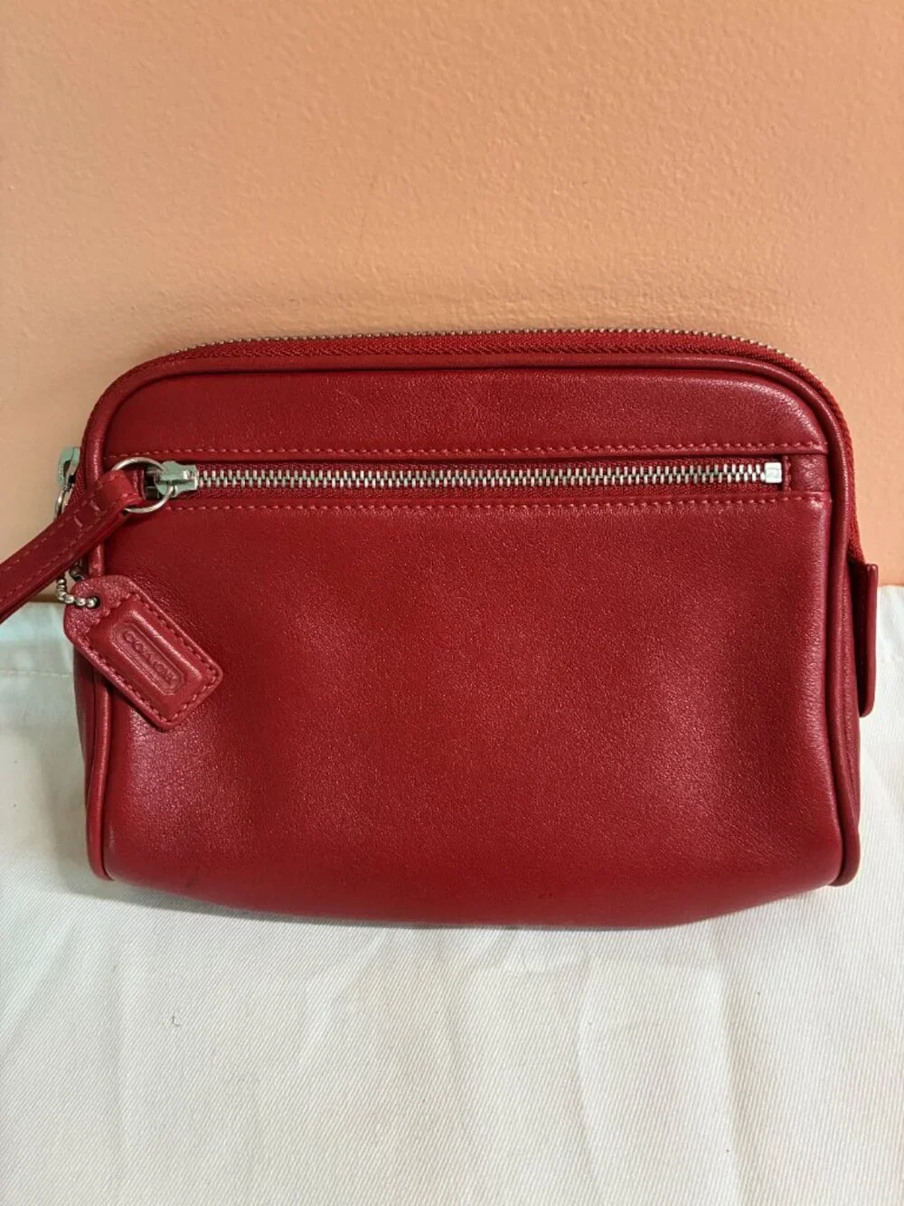 Coach Red Leather Pouch in EUC